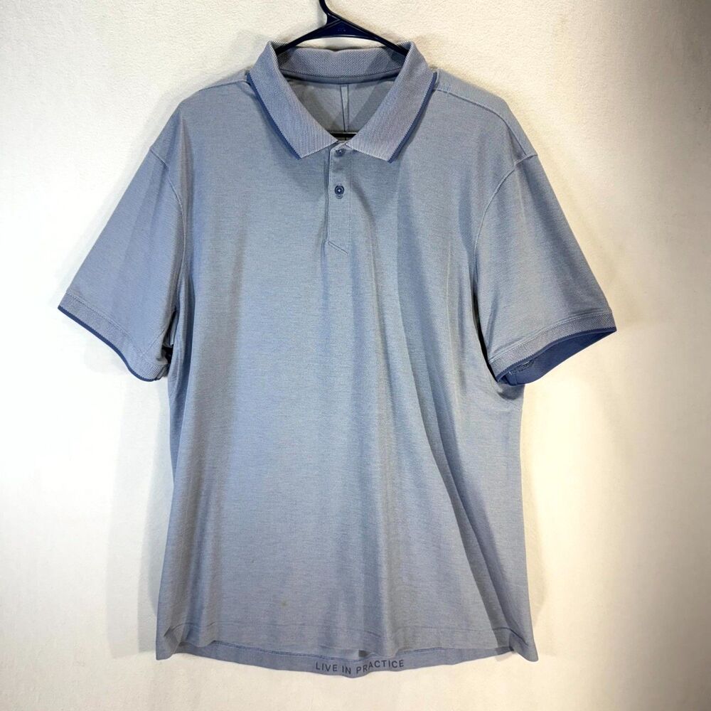 Lululemon Live In Practice Light Blue Short Sleeved‎ Polo Mens Size L